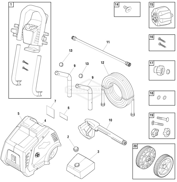 Briggs & Stratton pressure washer model 020602 replacement parts, pump breakdown, repair kits, owners manual and upgrade pump.